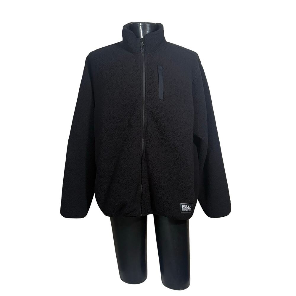 Eddie Bauer Men’s XXL Black Sherpa Fleece Full Zip Jacket